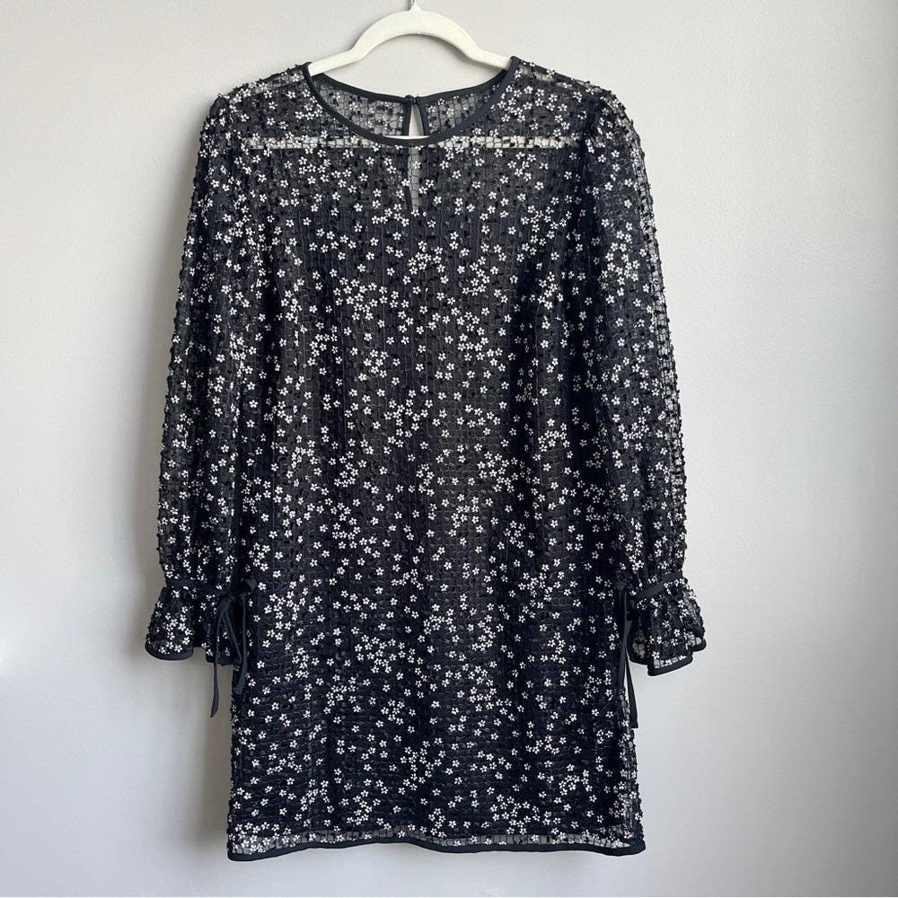 Vintage Dress Women's Small Black White Daisies Retro Mod Mesh Feminine Cottage